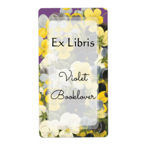 Bookplate Violets en Pansy Floral bewerkbaar label