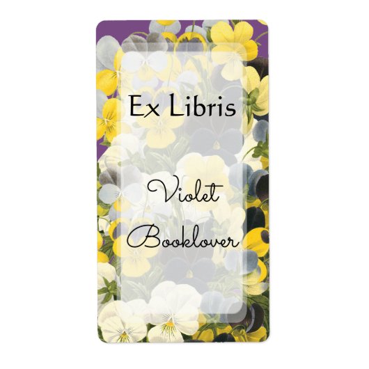 Bookplate Violets en Pansy Floral bewerkbaar label (Voorkant)