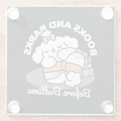 Books and Barks – Cute Sleepy Dog Reading Design Glazen Onderzetter (Achterkant)