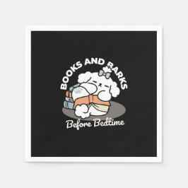 Books and Barks – Cute Sleepy Dog Reading Design Servet