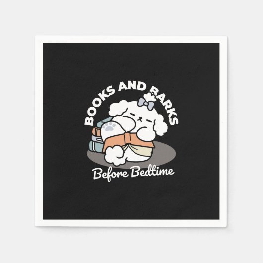 Books and Barks – Cute Sleepy Dog Reading Design Servet (Voorkant)