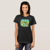 Books And Cats Graphic Patchwork Cat T-shirt (Voorkant volledig)