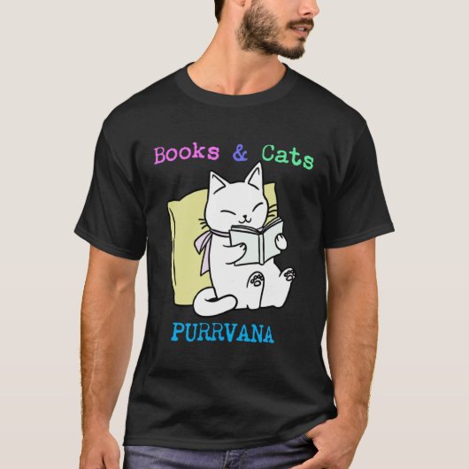 Books and Cats PURRVANA  Teachers Students Reading T-shirt (Voorkant)