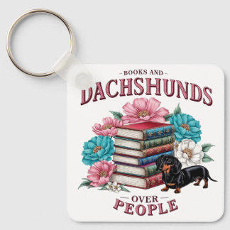 Books and Dachshunds Over People Floral Book Lover Sleutelhanger