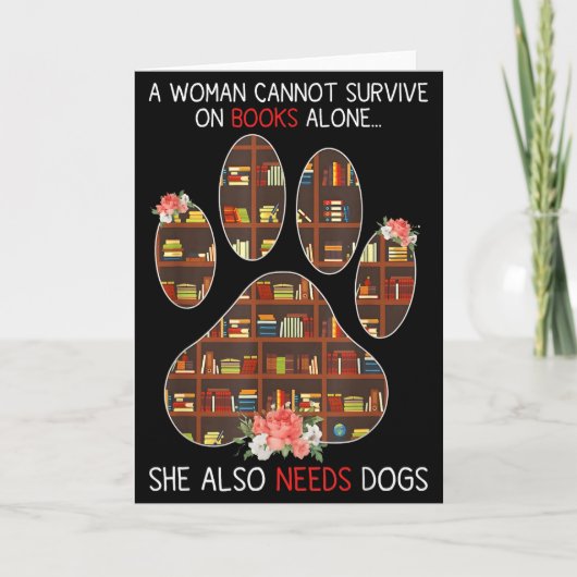 Books And Dogs Funny Quote For Book Loving Women  Kaart (Voorkant)