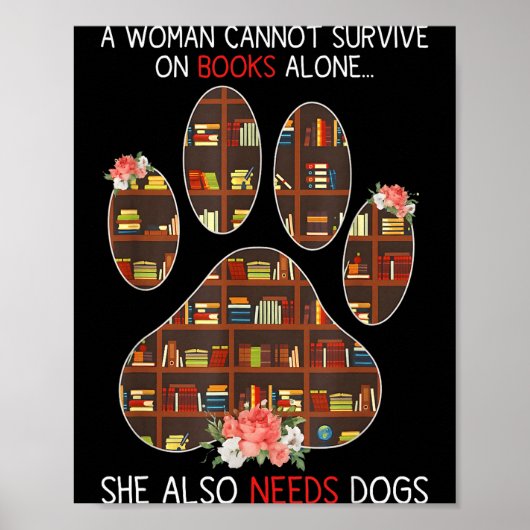 Books And Dogs Funny Quote For Book Loving Women  Poster (Voorkant)