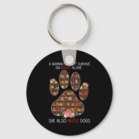 Books And Dogs Funny Quote For Book Loving Women  Sleutelhanger (Voorkant)