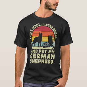 Books and German Shepherd Dog Reading GSP Mam T-shirt