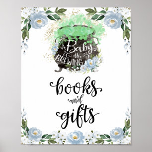 Books and Gifts Halloween Boy Baby shower Sign Poster