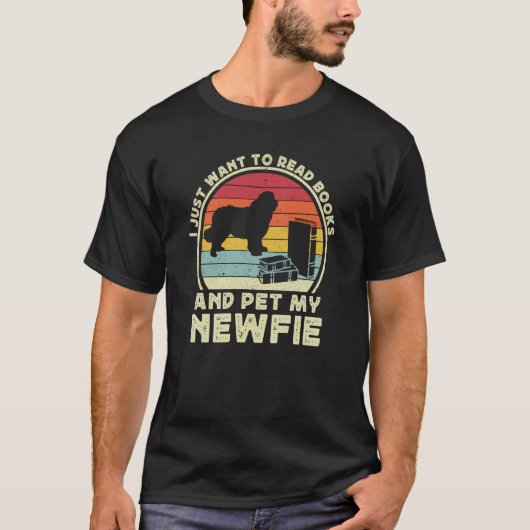 Books And Newfie For Men Women Newfoundland Dog Da T-shirt (Voorkant)