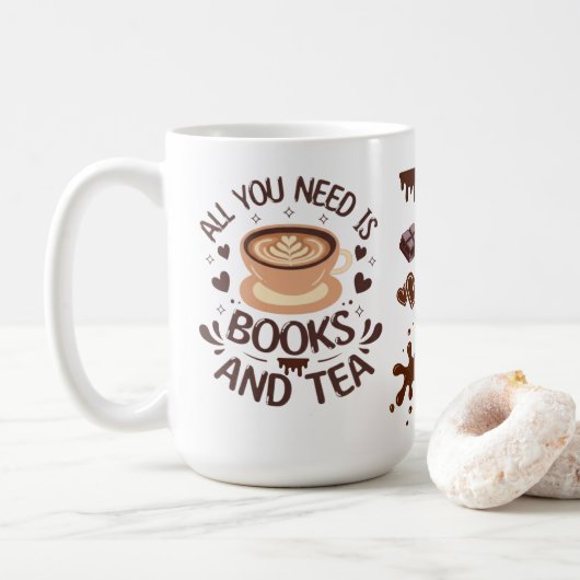 Books and Tea Cozy Reader Graphic Koffiemok (Met donut)