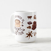 Books and Tea Cozy Reader Graphic Koffiemok (Voorkant links)