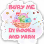 Books and Yarn Crochet Basket Art Sticker (Voorkant)