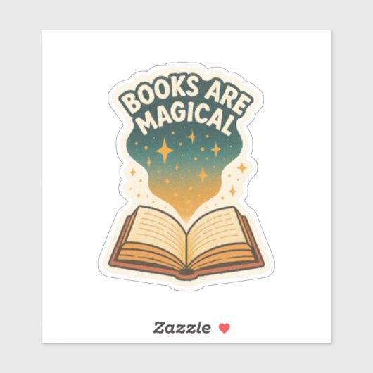 Books Are Magical,Open Book  Sticker (Vel)