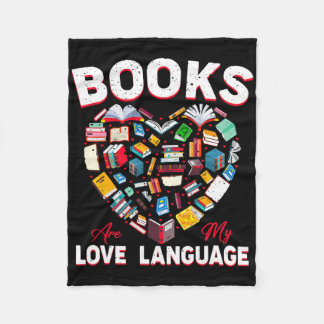 Books Are My Love Language Books Heart Valentine  Fleece Deken