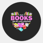Books Are My Love Language Reading Lover Librarian Ronde Sticker (Voorkant)