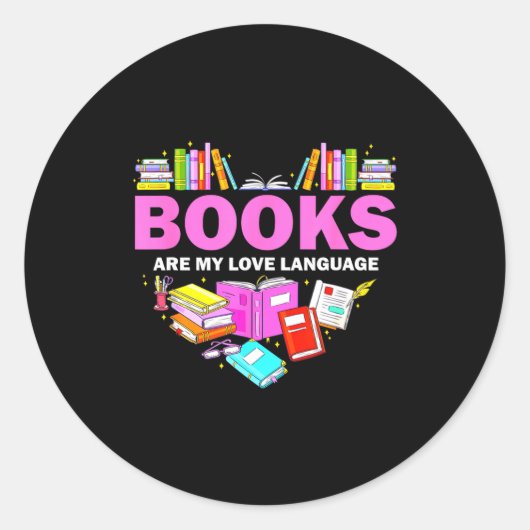 Books Are My Love Language Reading Lover Librarian Ronde Sticker (Voorkant)