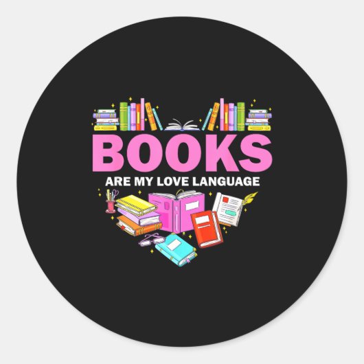Books Are My Love Language Reading Lover Librarian Ronde Sticker (Voorkant)