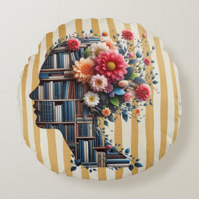 Books Are My Therapy for Bookish Rond Kussen (Voorkant)