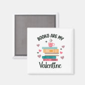 Books Are My Valentine's Day Librarian Bookworm  Magneet (Voorkant / Achterkant)