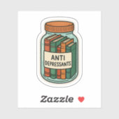 Books as Antidepressants Jar  Sticker (Vel)
