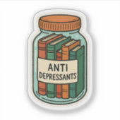 Books as Antidepressants Jar  Sticker (Voorkant)