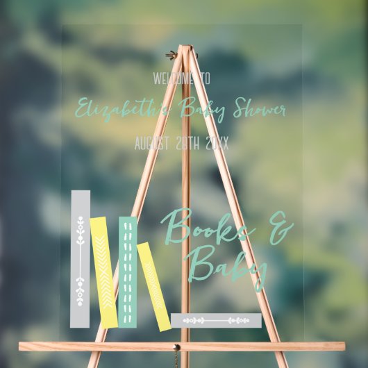 Books Baby Shower Acryl Bord (Neutraal)