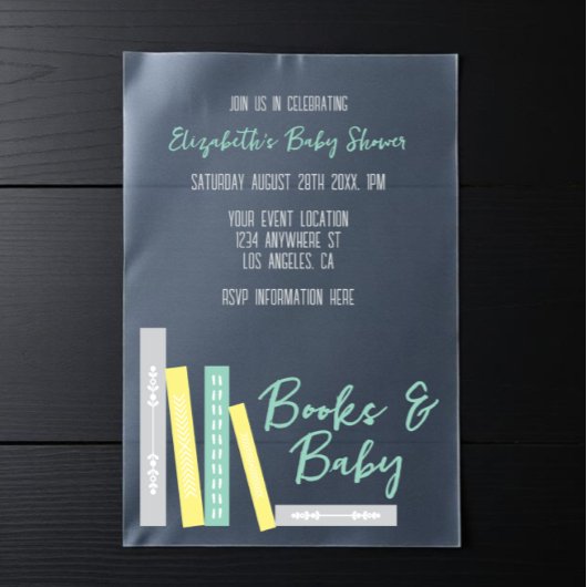Books Baby Shower Vellum Uitnodigingen