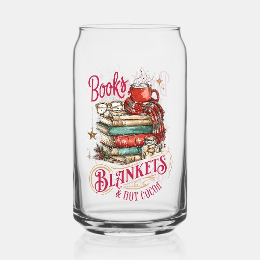 Books Blankets and Hot Cocoa Blikvorm Glas (Voorkant)