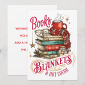 Books Blankets and Hot Cocoa Feestdagenkaart (Voorkant / Achterkant)
