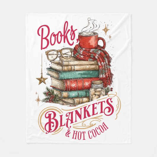 Books Blankets and Hot Cocoa  Fleece Deken (Voorkant)