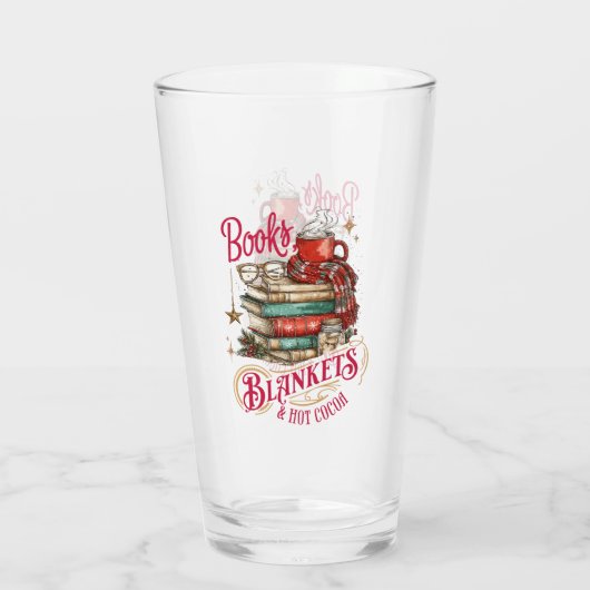 Books Blankets and Hot Cocoa  Glas (Achterkant)