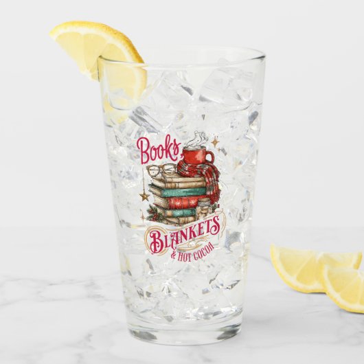Books Blankets and Hot Cocoa Glas (Voorkant ijs)