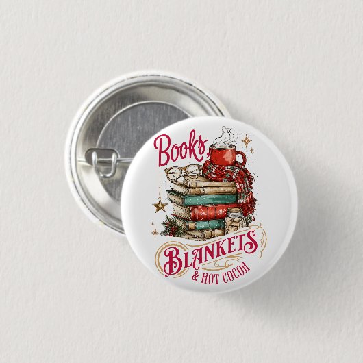 Books Blankets and Hot Cocoa  Ronde Button 3,2 Cm (Voorkant /achterkant)
