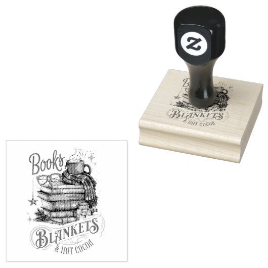Books Blankets and Hot Cocoa  Rubberstempel (Gestempeld)