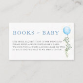 Books Blue Balloon Soft Greenery Boy Baby Shower Informatiekaartje (Voorkant)