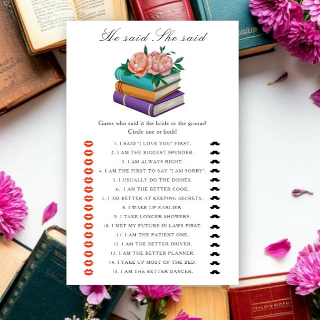Books bridal shower - He said she said game (Creator heeft geüpload)