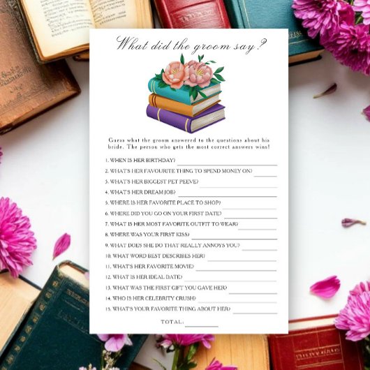 Books Bridal shower What did the groom say game