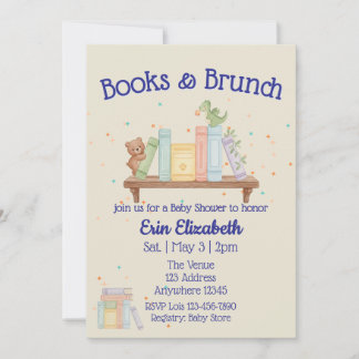 Books & Brunch Blue Baby Shower Kaart