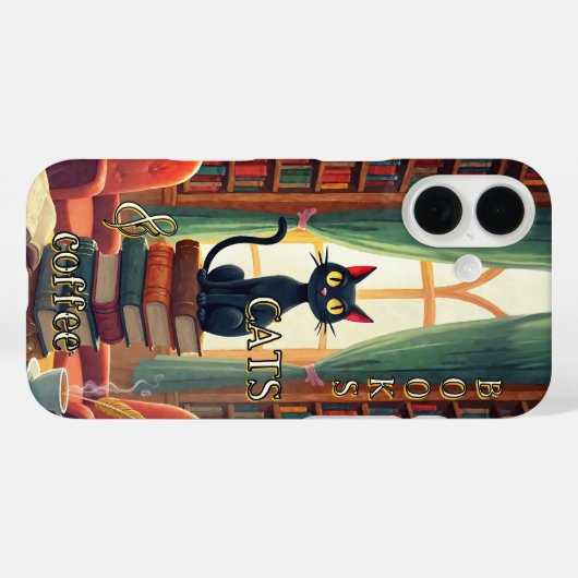 Books Cats and Coffee Phone Case (Achterkant (horizontaal))