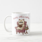 Books, Cats & Coffee Cute Cat Lover Mug Koffiemok (Links)