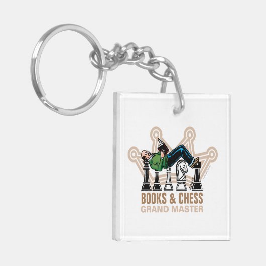 Books & Chess Grand Master Acrylic Keychain (Voorkant Links)