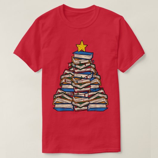 Books Christmas Tree Reading Xmas PJs Teacher Libr T-shirt (Design voorkant)