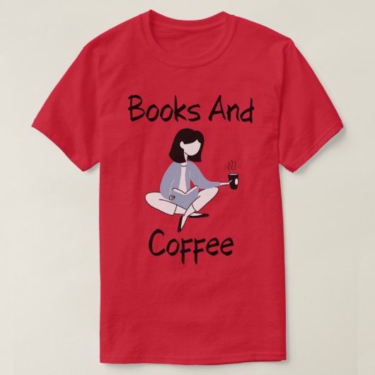 Books & Coffee Girl T-shirt (Design voorkant)
