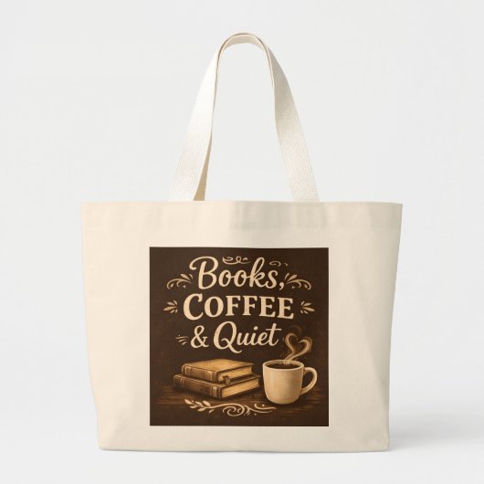 Books, Coffee & Quiet – Dark Academia Book Lover Grote Tote Bag (Voorkant)