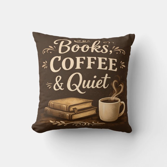 Books, Coffee & Quiet – Dark Academia Book Lover Kussen (Voorkant)