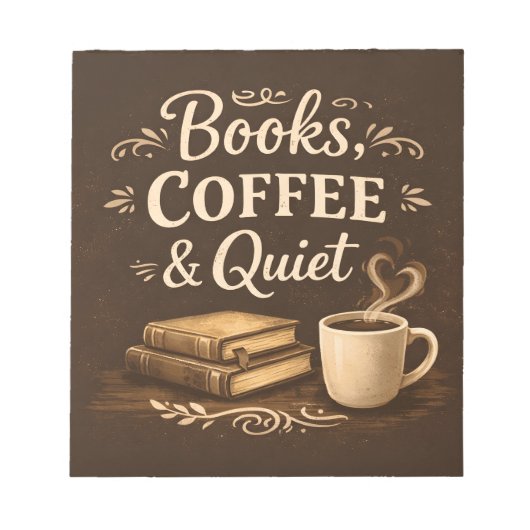 Books, Coffee & Quiet – Dark Academia Book Lover Notitieblok (Voorkant)