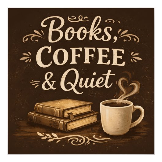 Books, Coffee & Quiet – Dark Academia Book Lover Perfect Poster (Voorkant)