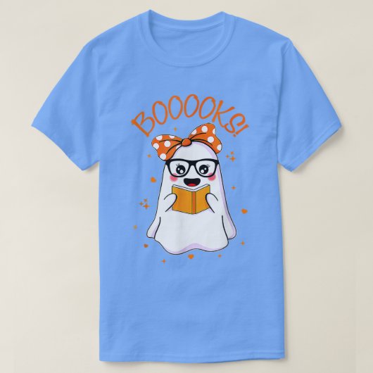 Books Cute Ghost Reading Library Books Halloween T-shirt (Design voorkant)