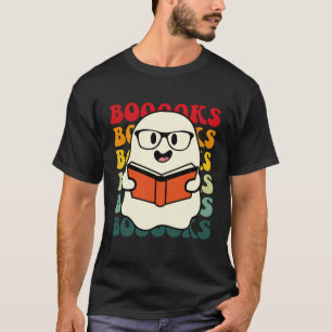 Books Cute Ghost Reading Library Books Halloween T-shirt